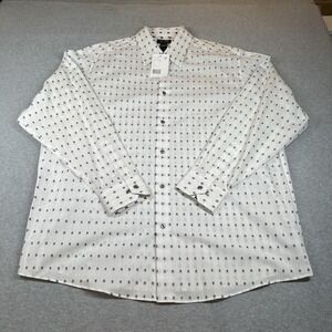 Axcess A Claiborne Co Shirt‎ Mens 2XL White Embroidered Geometric Dot Pattern